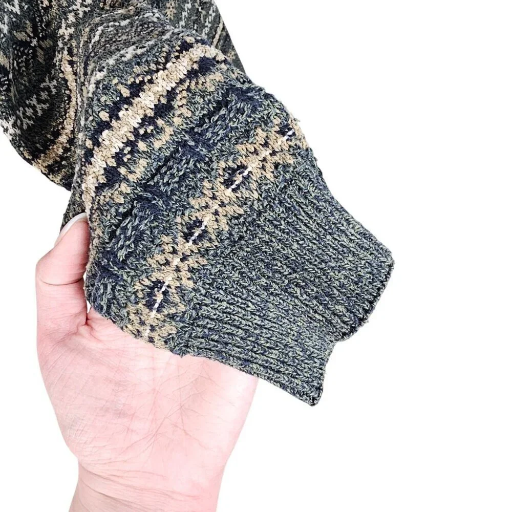 Northern Elements Green Brown White Black Vintage Grandpa Sweater Sz S - Picture 2 of 7